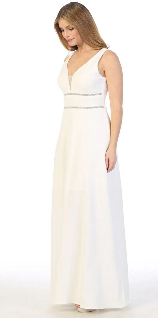 Sleeveless V-Neck And Back Long Dress