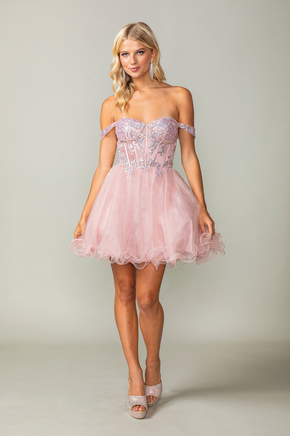 Lac Applique Bodice Short Dress