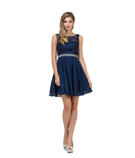Dancing Queen Illusion Lace Bodice Cocktail Dress