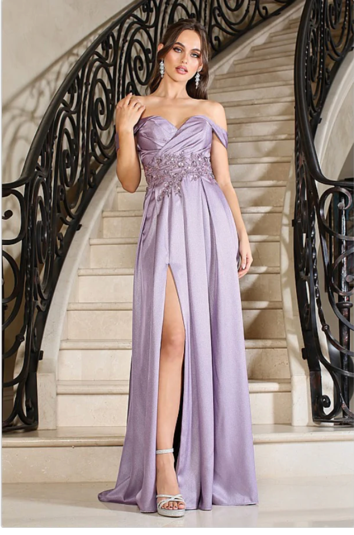 Long Beaded A Line Formal Prom Dress