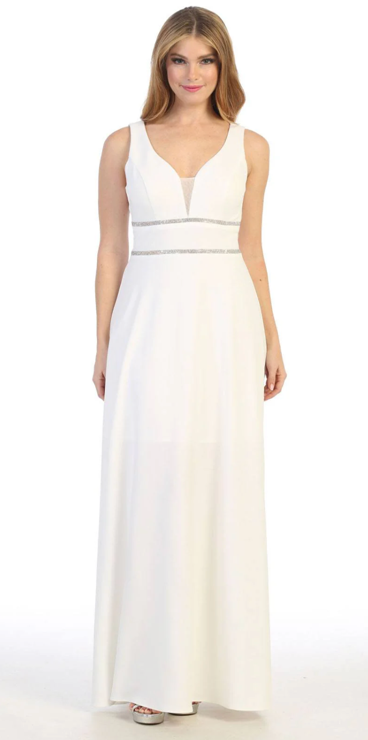 Sleeveless V-Neck And Back Long Dress